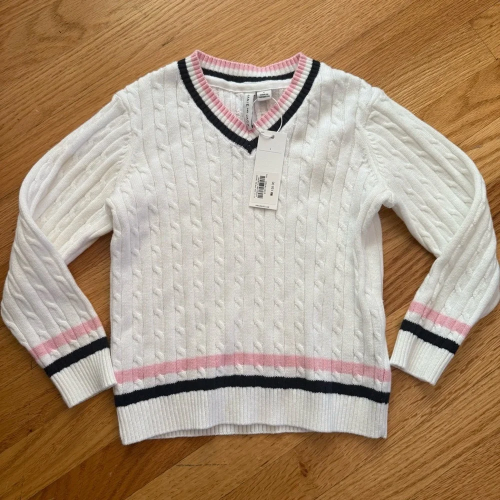 Janie and Jack White Varsity Sweater 4 NWT - Picture 1 of 2